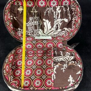 Vera Bradley Imperial Toile Brown Quilted Jewelry Box Hard Travel Case Organizer